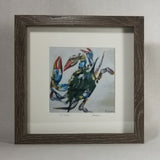 Set of 3 Framed & Numbered Prints of "Blue Crab Trio," Seashore Wooden-style finished Frame