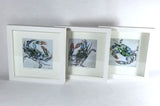 Set of 3 Framed & Numbered Prints of "Blue Crab Trio," White Frame