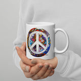 "Peace in the Garden" by Roy Calvin Eure White glossy mug
